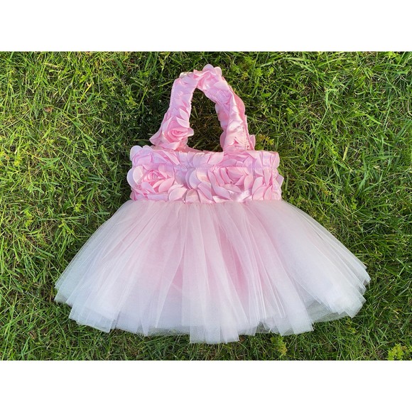 Pink Flower Girl Bag, Ballet Tutu Tote,Ballerina Bag, Princess Tote, Pink Bridal - Picture 4 of 4